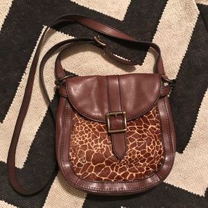 Fossil leather giraffe vintage crossbody